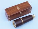 Deluxe Class Admiral's Brass - Leather Spyglass Telescope 27"" w/ Rosewood Box