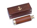 Deluxe Class Solid Brass - Wood Captain's Spyglass Telescope 15"" w/ Rosewood Box