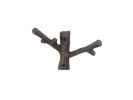 Rustic Copper Cast Iron Forked Tree Branch Decorative Metal Double Wall Hooks 5""