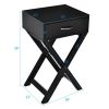 X-Shape 1 Drawer Nightstand End Side Table Storage in Black