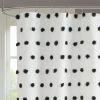 72-inch White Polyester Fabric Shower Curtain with Black Pom Pom Polka Dots