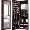 2-in-1 Dark Brown Wall or Door Mounted Jewelry Organizer Full Length Mirror