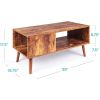 Modern Mid-Century Coffee Table Living Room Storage Shelf in Brown Wood