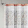 72 x 72-inch Cotton Shower Curtain with Coral Orange Blue White Paisley Pattern