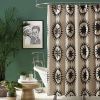 72 x 72 in. Cotton Poly Shower Curtain w/ Cream Brown Sun Star Medallion Pattern