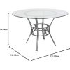 Round 48-inch Glass Top Dining Table with Silver Metal Frame