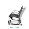 2 Seat Mesh Patio Loveseat Swing Glider Rocker with Armrests in Charcoal