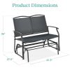 2 Seat Mesh Patio Loveseat Swing Glider Rocker with Armrests in Charcoal