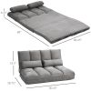 Dark Grey Polyester Suede Fabric Floor Sofa Bed Recliner with Adjustable Back