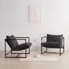 Modern Dark Grey Upholstered Accent Chair with Metal Frame