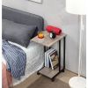 Modern Industrial Style Metal Wood TV Tray Bedside Table with Removable Casters