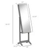 2-in-1 Jewelry Storage Cabinet Full Length Mirror in Gray Wood Finish