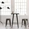 Set of 4 - 24-in. Indoor/Outdoor Backless Stacking Gunmetal Grey Metal Barstools