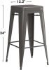 Set of 4 - 24-in. Indoor/Outdoor Backless Stacking Gunmetal Grey Metal Barstools