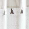 72-inch Grey and White Stripes Cotton Shower Curtain with Tassels