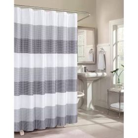 72-inch Grey White Striped Luxurious Textured Polyester Fabric Shower Curtain