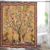 72-inch Brown Red Orange Green Floral Tree Birds Plants Flowers Shower Curtain