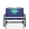 2 Seat Mesh Patio Loveseat Swing Glider Rocker with Armrests in Navy Blue