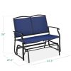 2 Seat Mesh Patio Loveseat Swing Glider Rocker with Armrests in Navy Blue