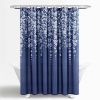 72-inch Navy Light Blue White Floral Vines and Flowers Shower Curtain