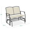 2 Seat Mesh Patio Loveseat Swing Glider Rocker with Armrests in Off White