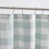 72-inch 100-Percent Cotton Fabric Shower Curtain with Green White Plaid Pattern