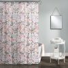 72-inch Pink Grey Teal Floral Fox Birds Polyester Shower Curtain