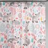 72-inch Pink Grey Teal Floral Fox Birds Polyester Shower Curtain