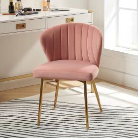 Pink Velvet Upholstered Wingback Accent Side Chair with Gold Metal Legs