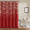 72-inch Red White and Flowers Vines Floral Shower Curtain