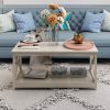 Contemporary Farmhouse Coffee Table in Rustic White Oak Wood Finish