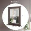 27-in x 22.5-in Bathroom Wall Mirror with Shelf in Dark Brown Wood Finish