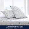 Twin XL size Coastal Beach 100-Percent Cotton Navy Blue White Stripe Sheet Set