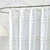 72-inch White Cotton Chenille Stripe Shower Curtain - Machine Washable