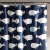 72-inch Navy White Nautical Whales Polyester Shower Curtain