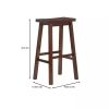 Set of 2 Farmhouse Bar Height Saddle Seat Barstools in Brown Walnut Wood Finish