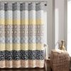 72-in. Yellow Black White Grey Floral Damask Boho Polyester Shower Curtain