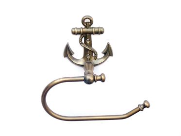 Antique Brass Anchor Hand Towel Holder 10""