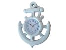 Whitewashed Ship Wheel and Anchor Wall Clock 15""