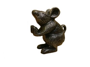 Set of 2 - Rustic Silver Cast Iron Mouse Book Ends 5""