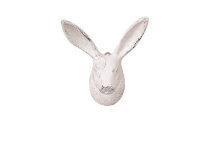 Whitewashed Cast Iron Decorative Rabbit Hook 5""