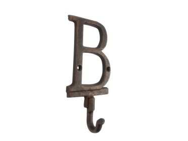 Rustic Copper Cast Iron Letter B Alphabet Wall Hook 6""