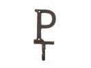 Rustic Copper Cast Iron Letter P Alphabet Wall Hook 6""