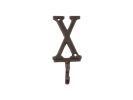 Rustic Copper Cast Iron Letter X Alphabet Wall Hook 6""