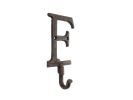 Rustic Copper Cast Iron Letter F Alphabet Wall Hook 6""