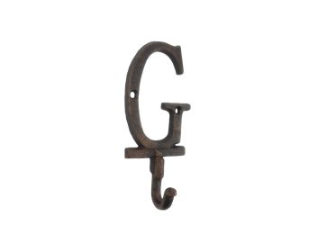 Rustic Copper Cast Iron Letter G Alphabet Wall Hook 6""