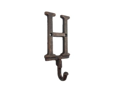 Rustic Copper Cast Iron Letter H Alphabet Wall Hook 6""