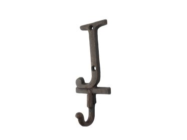 Rustic Copper Cast Iron Letter J Alphabet Wall Hook 6""