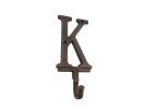 Rustic Copper Cast Iron Letter K Alphabet Wall Hook 6""