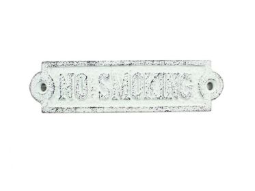 Rustic Whitewashed Cast Iron No Smoking Sign 6""